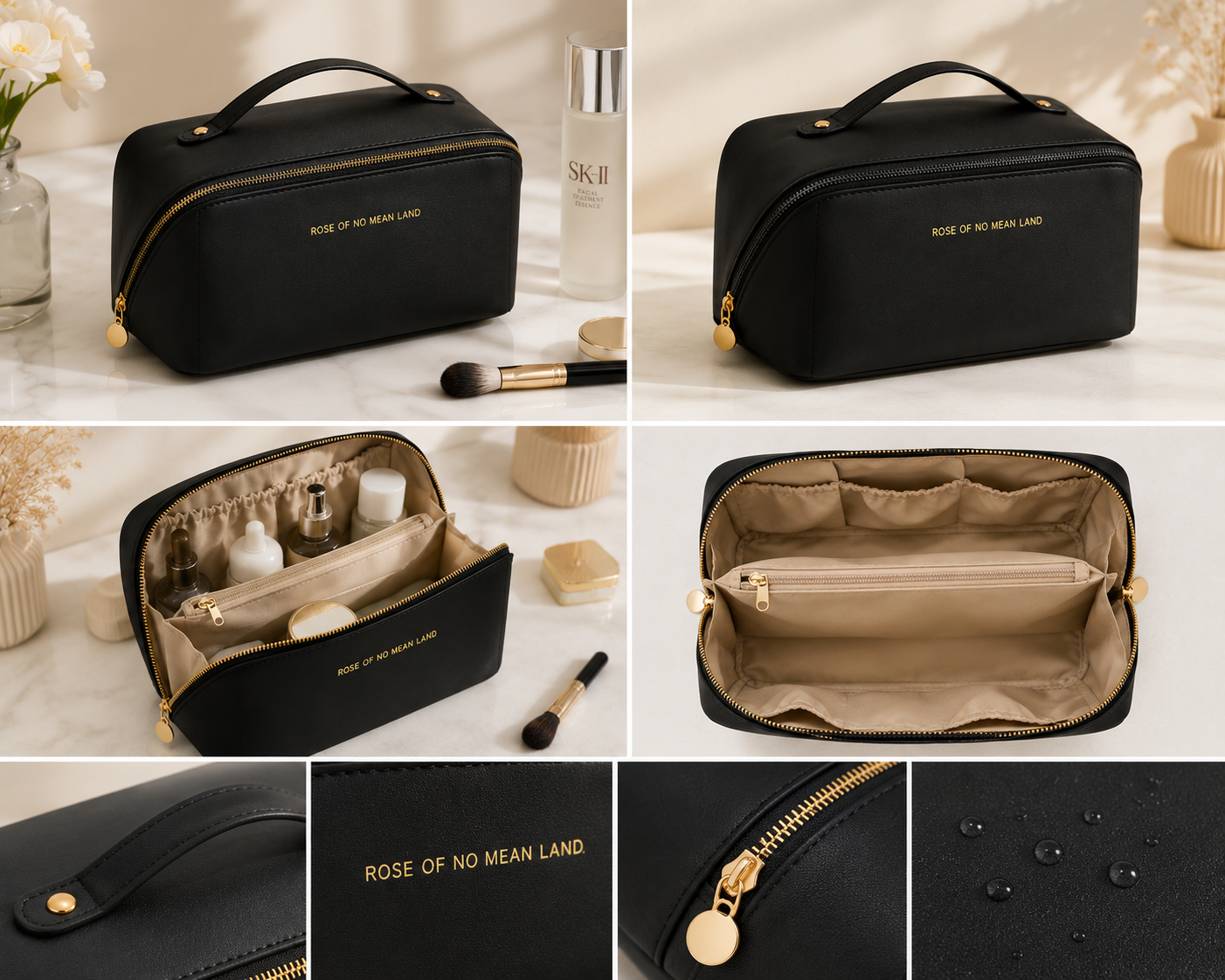 Glowora Large Capacity Travel Cosmetic Bag – Premium PU Leather