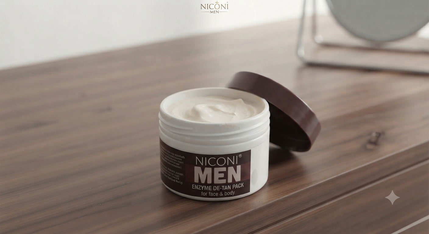 Niconi Men Enzyme De-Tan Cream | Tan Removal, Brightening & Deep Cleansing for Men | 100gm