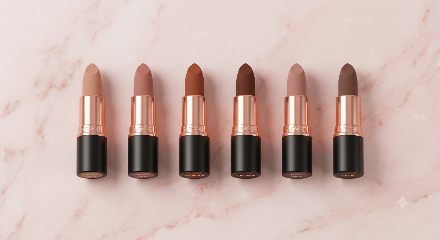 Glowora 6PCS Matte Brown Velvet Lipstick Mini Nude Makeup Lip Kit Set – 
Long Lasting Velvet Matte Lipsticks