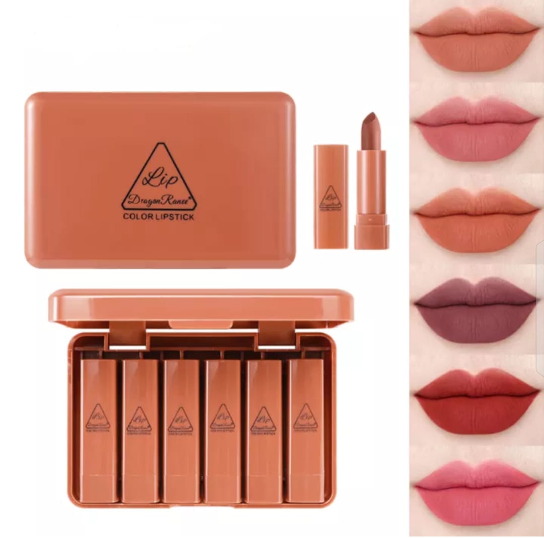 Glowora 6PCS Matte Brown Velvet Lipstick Mini Nude Makeup Lip Kit Set – 
Long Lasting Velvet Matte Lipsticks