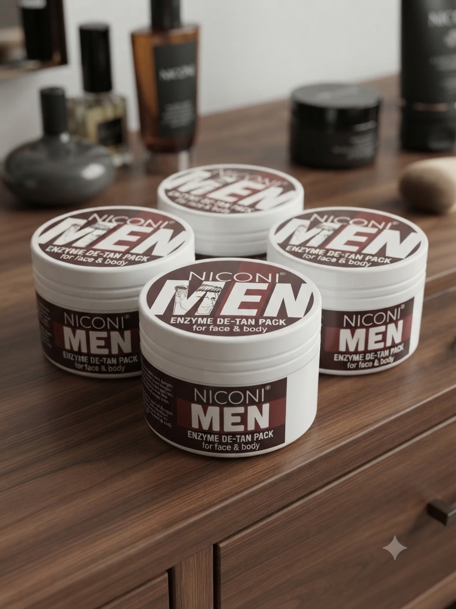 Niconi Men Enzyme De-Tan Cream | Tan Removal, Brightening & Deep Cleansing for Men | 100gm