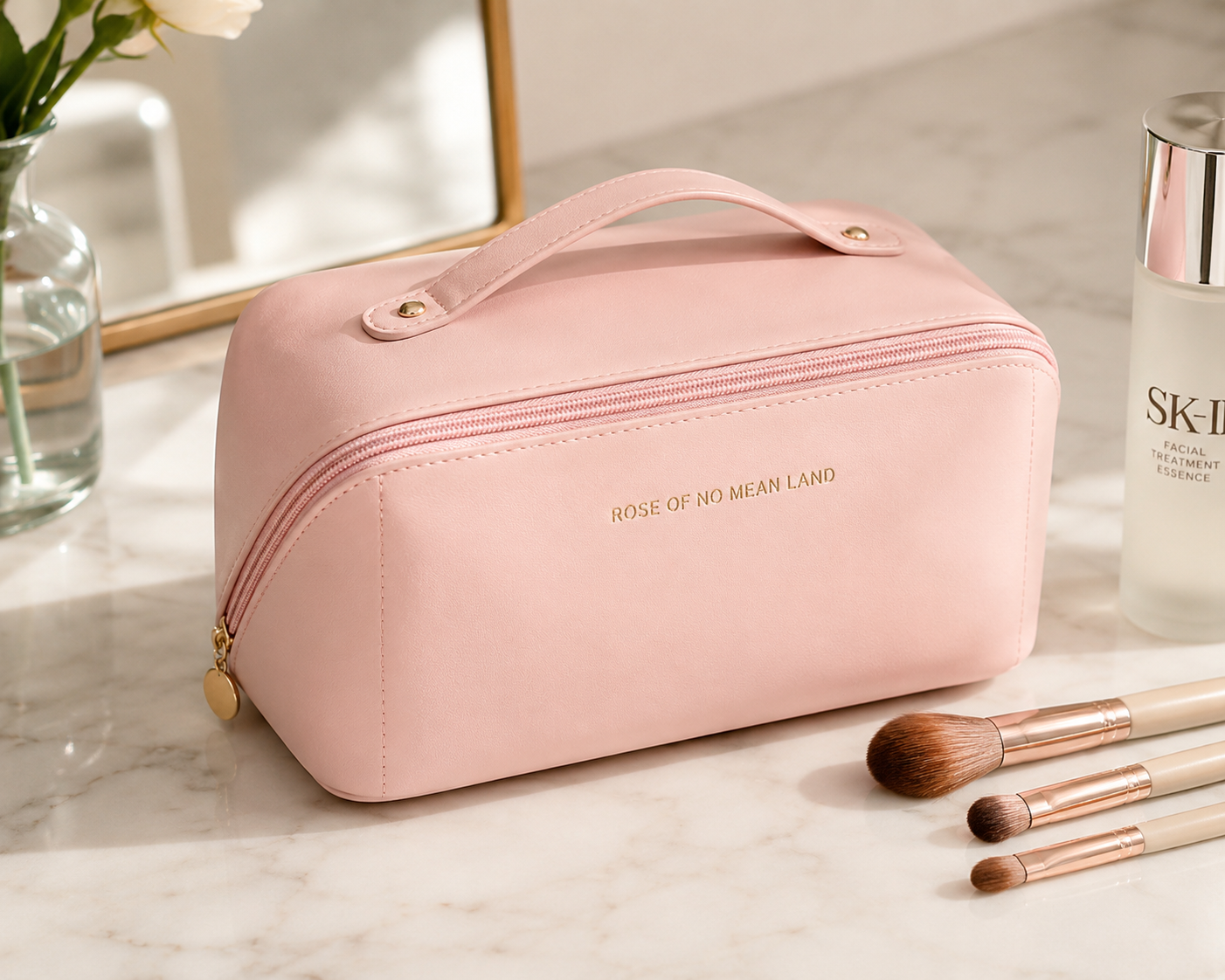 Glowora Large Capacity Travel Cosmetic Bag – Premium PU Leather