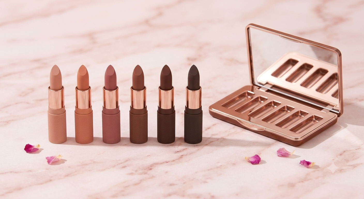 Glowora 6PCS Matte Brown Velvet Lipstick Mini Nude Makeup Lip Kit Set – 
Long Lasting Velvet Matte Lipsticks