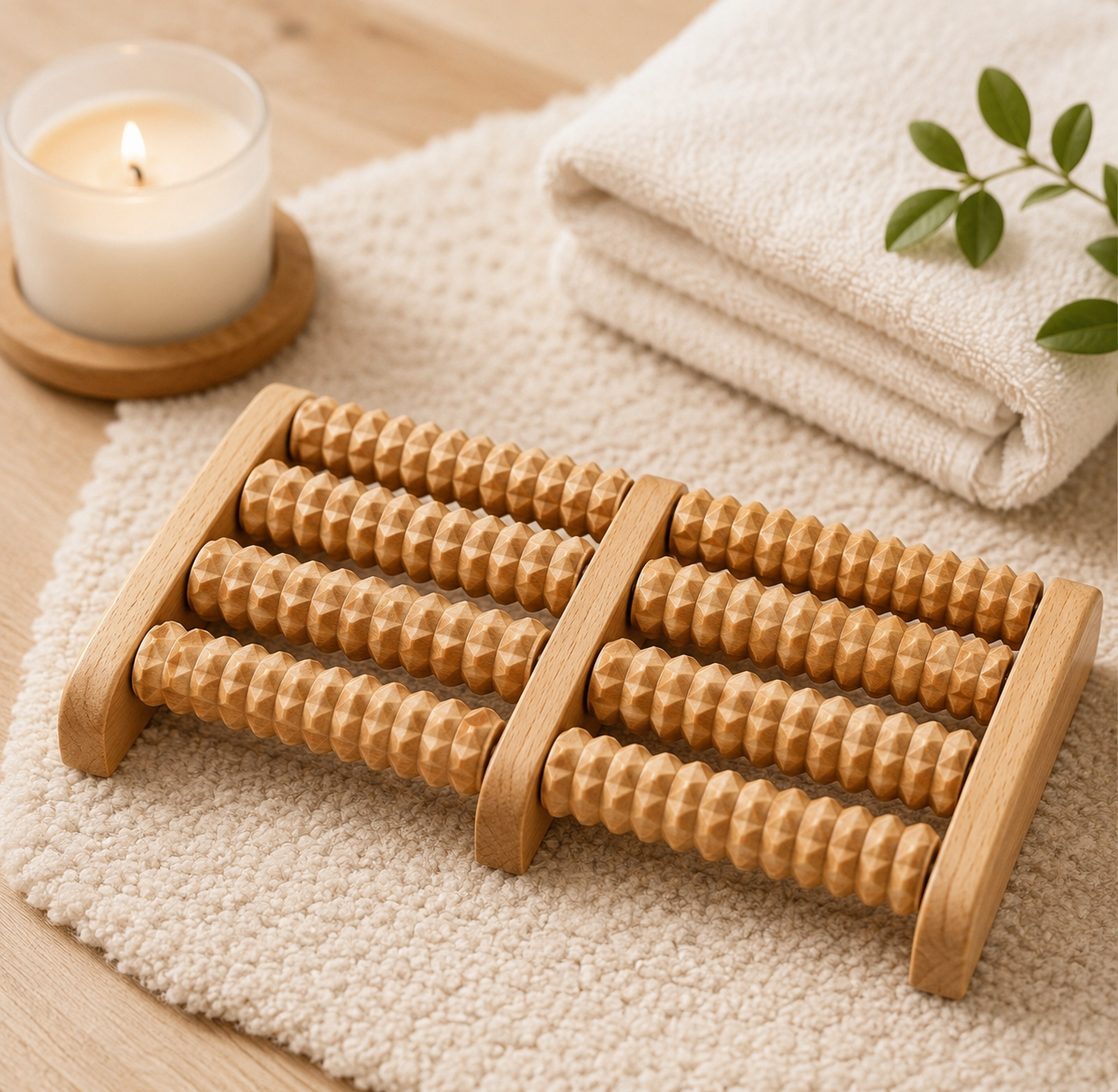 Wooden Roller Foot Massager