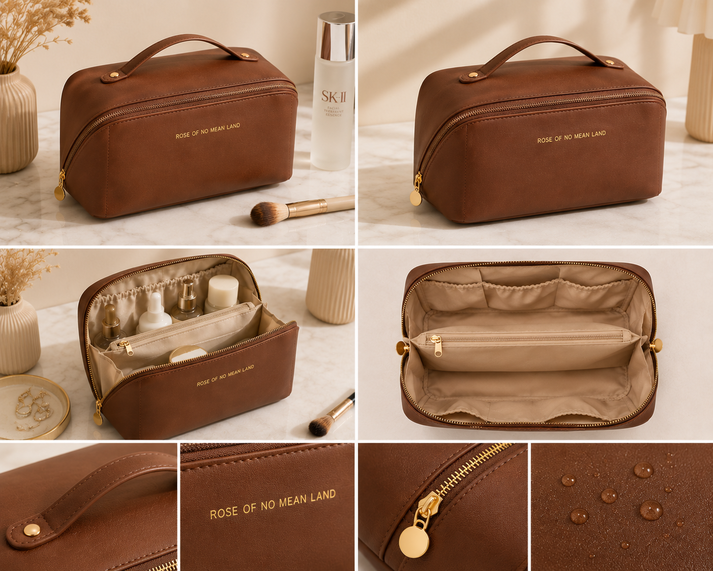 Glowora Large Capacity Travel Cosmetic Bag – Premium PU Leather