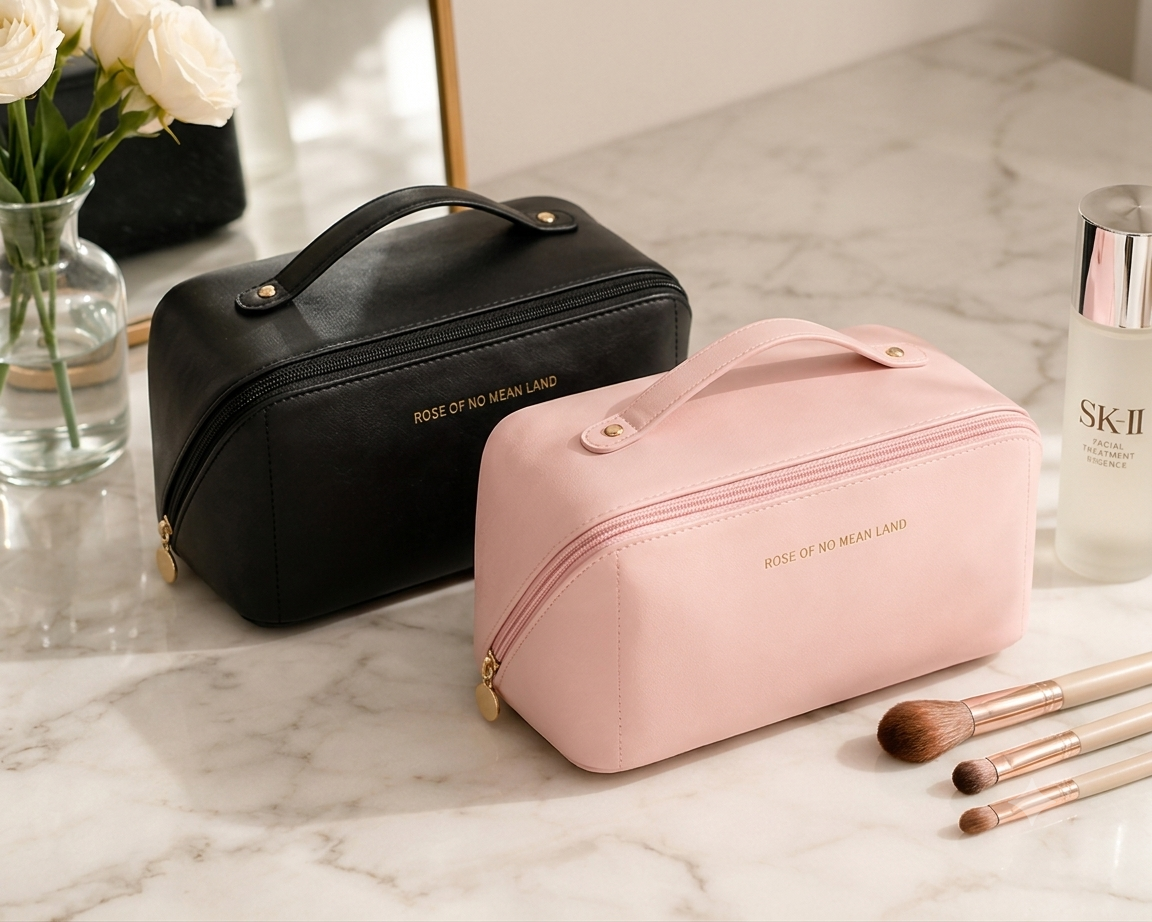 Glowora Large Capacity Travel Cosmetic Bag – Premium PU Leather