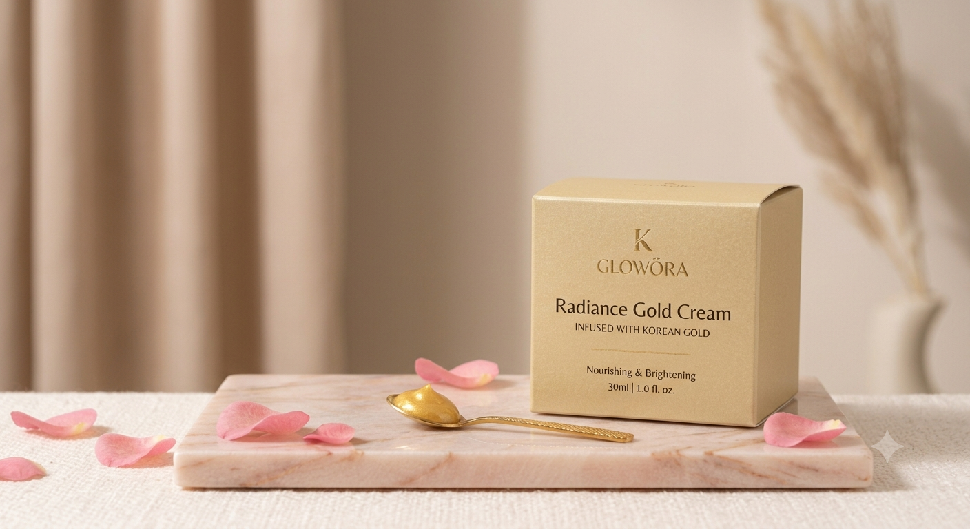 Glow & White Korean Whitening Gold Cream for radiant, bright, and nourished skin care.