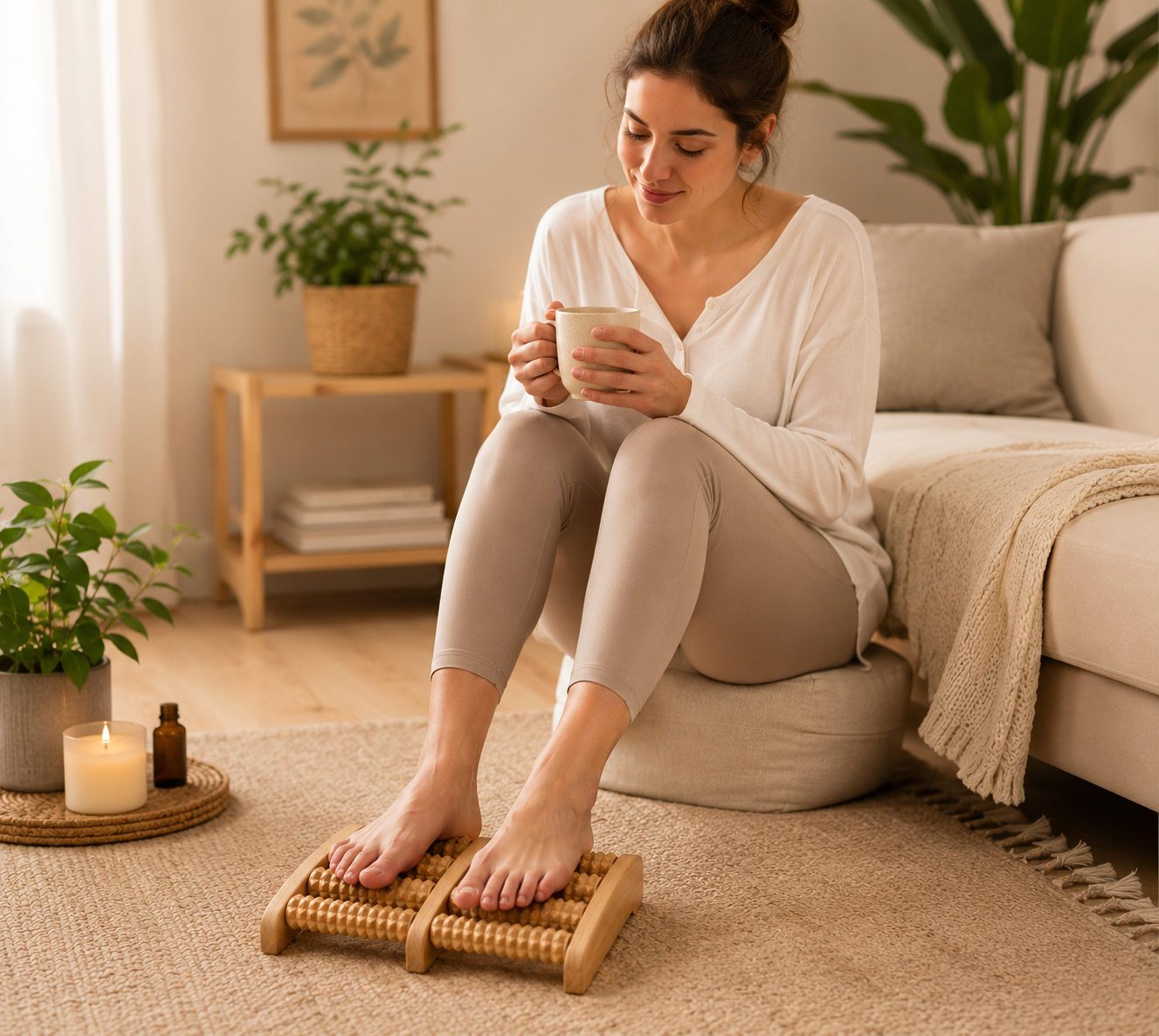 Wooden Roller Foot Massager