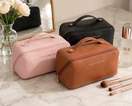 Glowora Large Capacity Travel Cosmetic Bag – Premium PU Leather